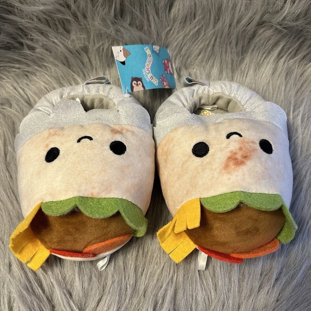 Squishmallows Slippers Girls Size 7-8 Slip On Plush Burrito Shoes Plushy